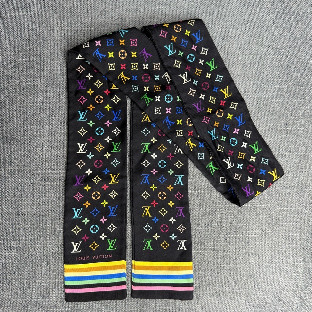 Louis Vuitton monogram multicolor Tekashi Murakami bandeau scarf